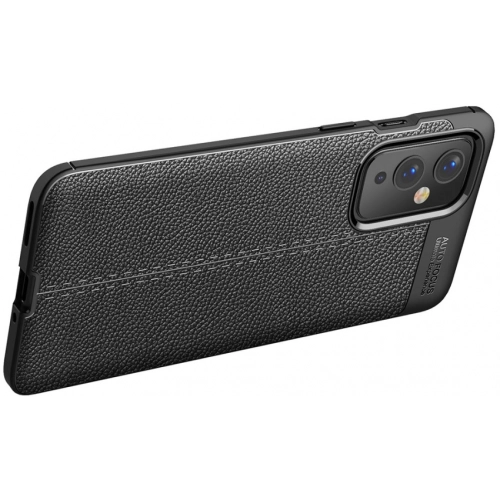 OnePlus 9 Kılıf Deri Görünümlü Lüks Parmak İzi Bırakmaz Niss Silikon Kapak - Siyah