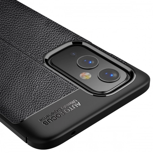 OnePlus 9 Kılıf Deri Görünümlü Lüks Parmak İzi Bırakmaz Niss Silikon Kapak - Siyah