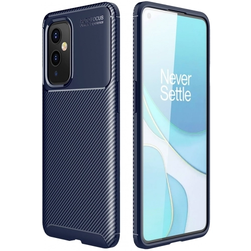 OnePlus 9 Kılıf Silikon Parmak İzi Bırakmayan Karbon Soft Negro Kapak - Lacivert