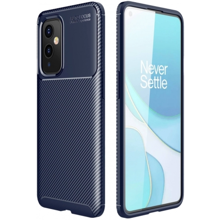 OnePlus 9 Kılıf Silikon Parmak İzi Bırakmayan Karbon Soft Negro Kapak - Lacivert