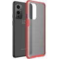 OnePlus 9 Kılıf Volks Serisi Kenarları Silikon Arkası Şeffaf Sert Kapak - Kırmızı