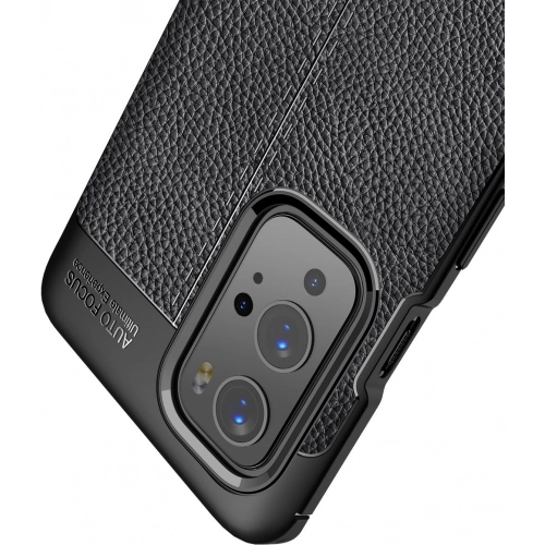 OnePlus 9 Pro Kılıf Deri Görünümlü Lüks Parmak İzi Bırakmaz Niss Silikon Kapak - Siyah