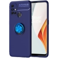 OnePlus Nord N10 Kılıf Renkli Silikon Yüzüklü Standlı Auto Focus Ravel Kapak - Mavi