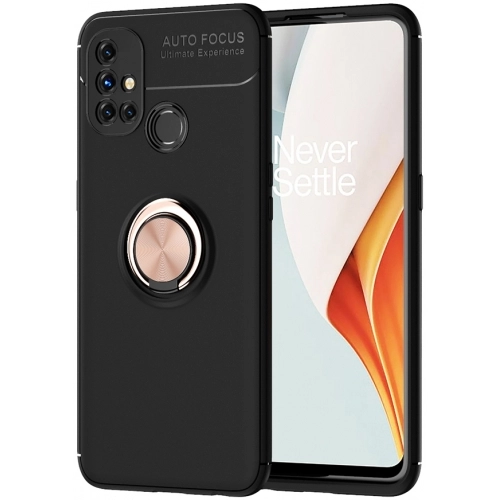 OnePlus Nord N10 Kılıf Renkli Silikon Yüzüklü Standlı Auto Focus Ravel Kapak - Rose Gold