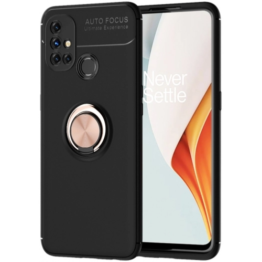 OnePlus Nord N10 Kılıf Renkli Silikon Yüzüklü Standlı Auto Focus Ravel Kapak - Rose Gold