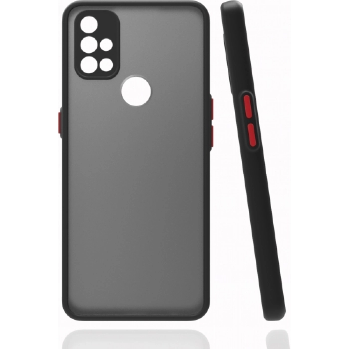 OnePlus Nord N10 Kılıf Kamera Korumalı Arkası Şeffaf Mat Silikon Kapak - Siyah