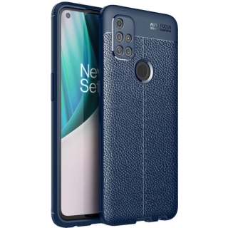 OnePlus Nord N10 Kılıf Deri Görünümlü Lüks Parmak İzi Bırakmaz Niss Silikon Kapak - Lacivert