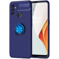 OnePlus Nord N100 Kılıf Renkli Silikon Yüzüklü Standlı Auto Focus Ravel Kapak - Mavi