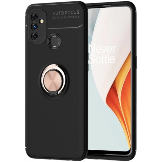 OnePlus Nord N100 Kılıf Renkli Silikon Yüzüklü Standlı Auto Focus Ravel Kapak - Rose Gold