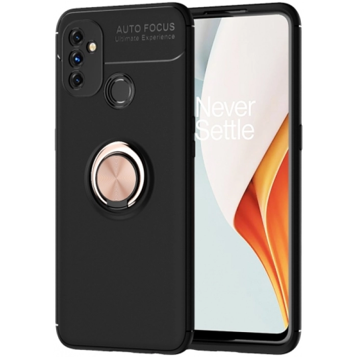 OnePlus Nord N100 Kılıf Renkli Silikon Yüzüklü Standlı Auto Focus Ravel Kapak - Rose Gold