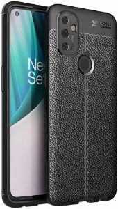 OnePlus Nord N100 Kılıf Deri Görünümlü Lüks Parmak İzi Bırakmaz Niss Silikon Kapak - Siyah