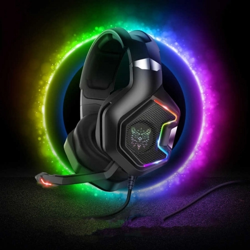 Onikuma K10 Pro RGB Renkli Oyuncu Kulaklığı 3.5mm - Siyah