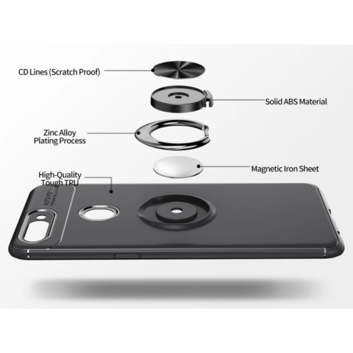 Oppo A12 Kılıf Renkli Silikon Yüzüklü Standlı Auto Focus Ravel Kapak - Kırmızı