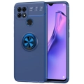Oppo A15 Kılıf Renkli Silikon Yüzüklü Standlı Auto Focus Ravel Kapak - Mavi