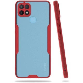 Oppo A15 Kılıf Renkli Silikon Kamera Lens Korumalı Şeffaf Parfe Kapak - Kırmızı