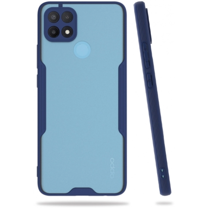 Oppo A15 Kılıf Renkli Silikon Kamera Lens Korumalı Şeffaf Parfe Kapak - Lacivert