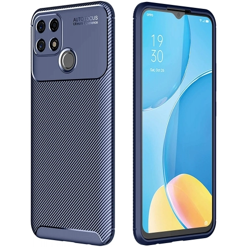Oppo A15 Kılıf Silikon Parmak İzi Bırakmayan Karbon Soft Negro Kapak - Lacivert