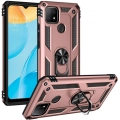 Oppo A15 Kılıf Silikon Zırhlı Standlı Yüzüklü Mıknatıslı Tank Kapak - Rose Gold