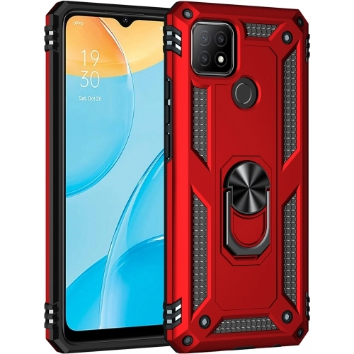 Oppo A15 Kılıf Silikon Zırhlı Standlı Yüzüklü Mıknatıslı Tank Kapak - Siyah