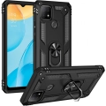 Oppo A15 Kılıf Silikon Zırhlı Standlı Yüzüklü Mıknatıslı Tank Kapak - Siyah