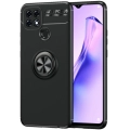 Oppo A15s Kılıf Renkli Silikon Yüzüklü Standlı Auto Focus Ravel Kapak - Siyah