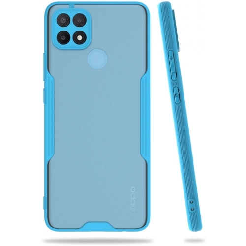 Oppo A15s Kılıf Renkli Silikon Kamera Lens Korumalı Şeffaf Parfe Kapak - Mavi