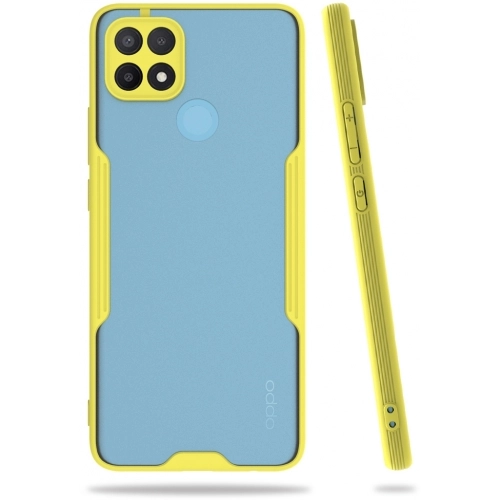 Oppo A15s Kılıf Renkli Silikon Kamera Lens Korumalı Şeffaf Parfe Kapak - Sarı