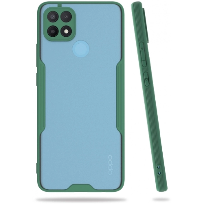 Oppo A15s Kılıf Renkli Silikon Kamera Lens Korumalı Şeffaf Parfe Kapak - Yeşil