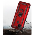 Oppo A15s Kılıf Silikon Zırhlı Standlı Yüzüklü Mıknatıslı Tank Kapak - Kırmızı