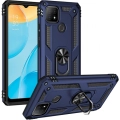 Oppo A15s Kılıf Silikon Zırhlı Standlı Yüzüklü Mıknatıslı Tank Kapak - Lacivert