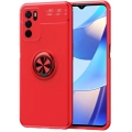 Oppo A16 Kılıf Renkli Silikon Yüzüklü Standlı Auto Focus Ravel Kapak - Kırmızı