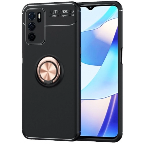 Oppo A16 Kılıf Renkli Silikon Yüzüklü Standlı Auto Focus Ravel Kapak - Rose Gold