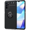 Oppo A16 Kılıf Renkli Silikon Yüzüklü Standlı Auto Focus Ravel Kapak - Siyah