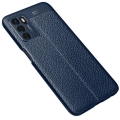 Oppo A16 Kılıf Deri Görünümlü Lüks Parmak İzi Bırakmaz Niss Silikon Kapak - Lacivert