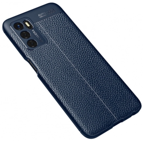 Oppo A16 Kılıf Deri Görünümlü Lüks Parmak İzi Bırakmaz Niss Silikon Kapak - Lacivert