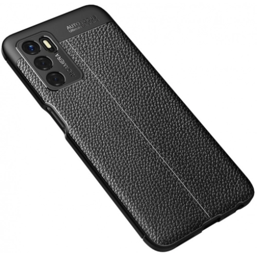 Oppo A16 Kılıf Deri Görünümlü Lüks Parmak İzi Bırakmaz Niss Silikon Kapak - Siyah