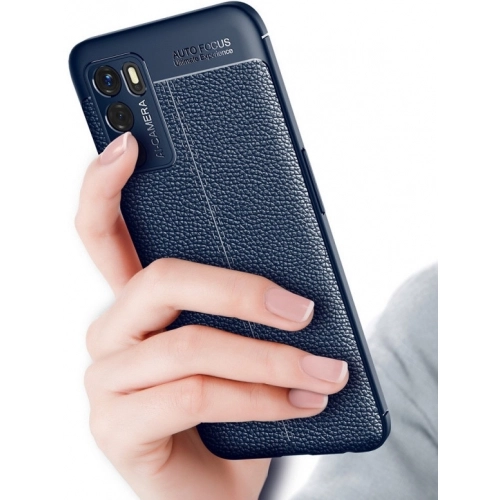 Oppo A16 Kılıf Deri Görünümlü Lüks Parmak İzi Bırakmaz Niss Silikon Kapak - Siyah