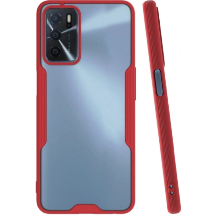 Oppo A16 Kılıf Renkli Silikon Kamera Lens Korumalı Şeffaf Parfe Kapak - Kırmızı