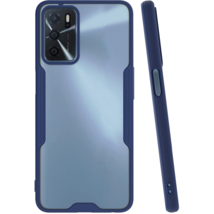 Oppo A16 Kılıf Renkli Silikon Kamera Lens Korumalı Şeffaf Parfe Kapak - Lacivert