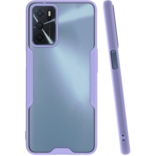 Oppo A16 Kılıf Renkli Silikon Kamera Lens Korumalı Şeffaf Parfe Kapak - Lila