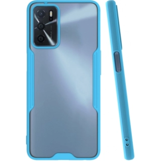 Oppo A16 Kılıf Renkli Silikon Kamera Lens Korumalı Şeffaf Parfe Kapak - Mavi