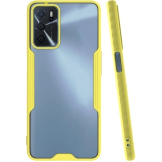 Oppo A16 Kılıf Renkli Silikon Kamera Lens Korumalı Şeffaf Parfe Kapak - Sarı