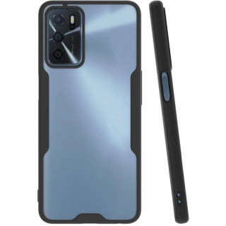 Oppo A16 Kılıf Renkli Silikon Kamera Lens Korumalı Şeffaf Parfe Kapak - Siyah