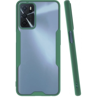 Oppo A16 Kılıf Renkli Silikon Kamera Lens Korumalı Şeffaf Parfe Kapak - Yeşil