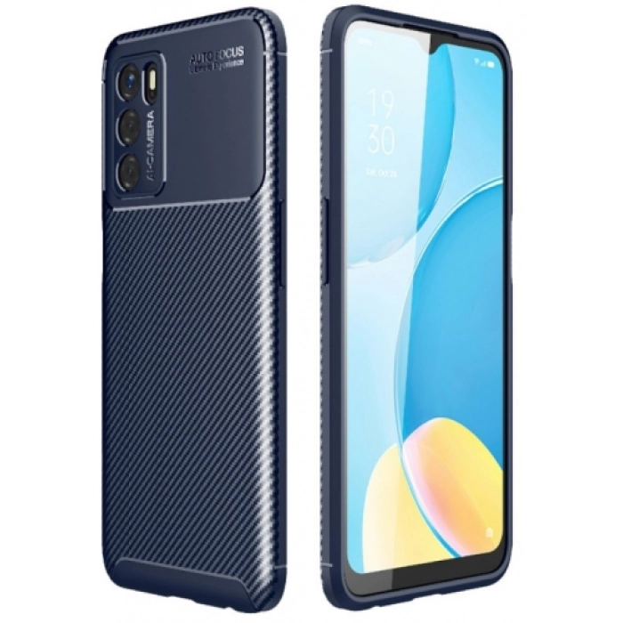 Oppo A16 Kılıf Silikon Parmak İzi Bırakmayan Karbon Soft Negro Kapak - Lacivert