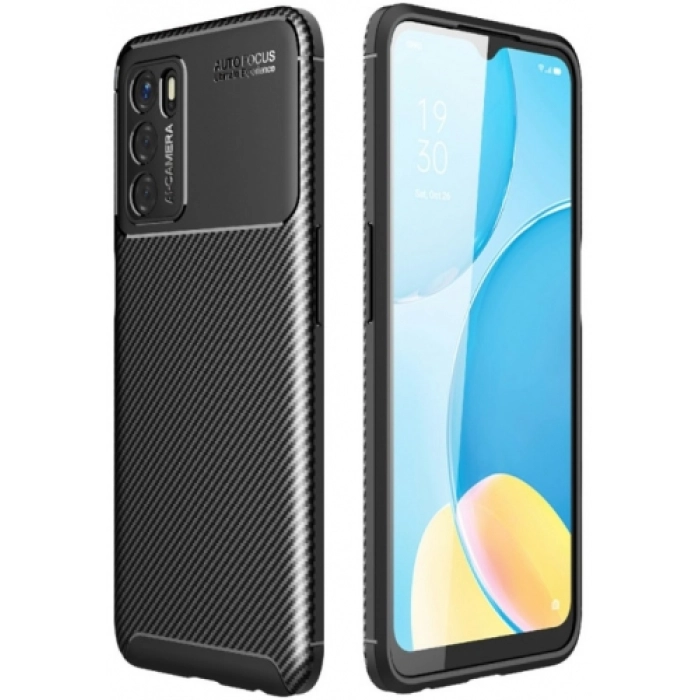 Oppo A16 Kılıf Silikon Parmak İzi Bırakmayan Karbon Soft Negro Kapak - Siyah