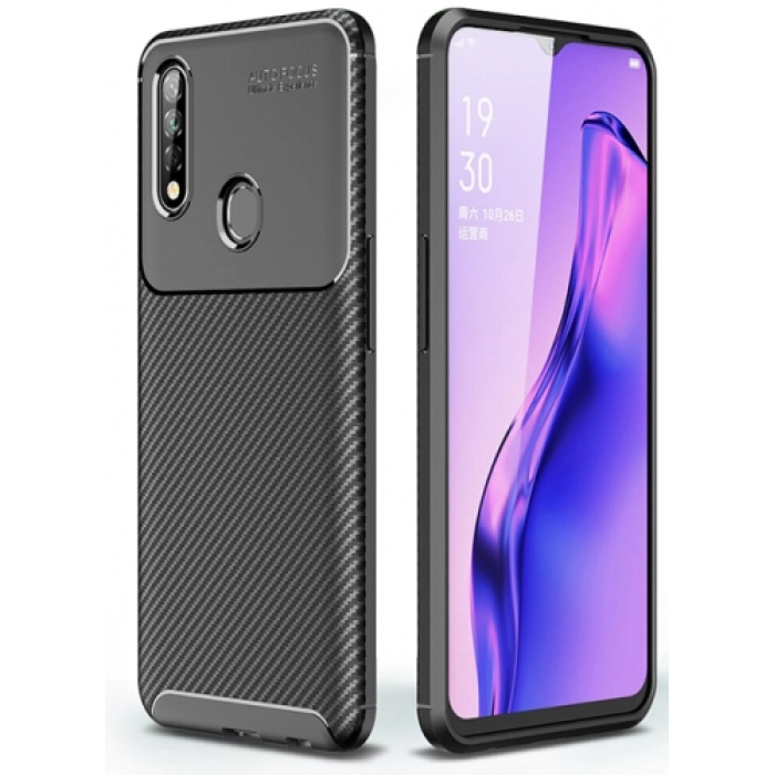 Oppo A31 Kılıf Silikon Parmak İzi Bırakmayan Karbon Soft Negro Kapak - Siyah