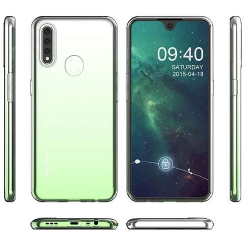 Oppo A31 Kılıf Kamera Korumalı Esnek Silikon Kapak - Şeffaf