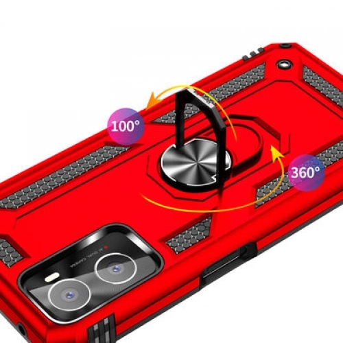 Oppo A36 Kılıf Silikon Zırhlı Standlı Yüzüklü Mıknatıslı Tank Kapak - Gold