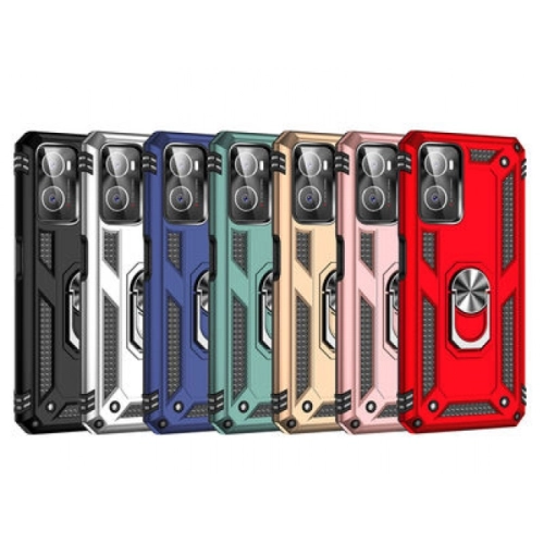 Oppo A36 Kılıf Silikon Zırhlı Standlı Yüzüklü Mıknatıslı Tank Kapak - Mavi